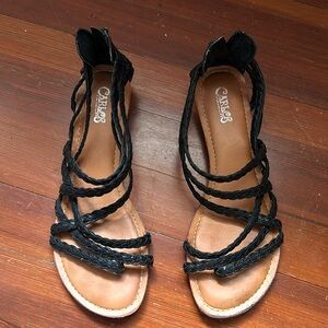 Black braided sandals